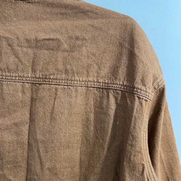 Zeagoo Oversized Denim Shacket Brown Distressed Frayed Hem L Sleeve Jacket XXL - Picture 10 of 16
